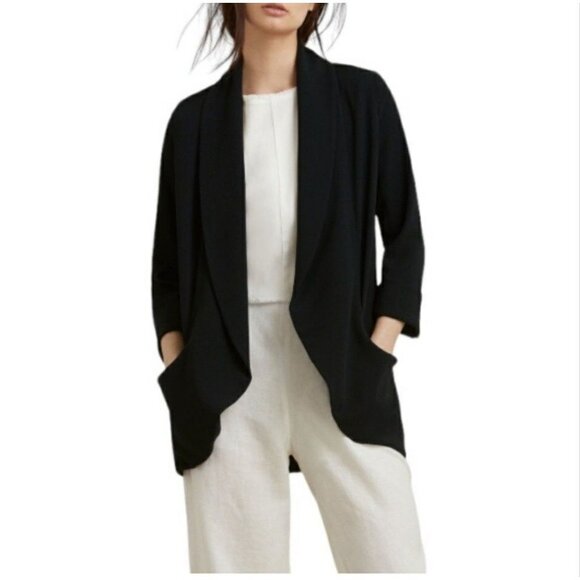 Wilfred Chevalier Black Open Front Cardigan Jacket Pockets Size 0 EUC - Picture 1 of 10